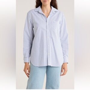 Frank & Eileen Joedy Boyfriend Cotton Button-Up‎ Shirt BLUE WHITE CHECK NEW SZ M